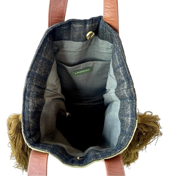 Anthropologie Handcrafted Embroidery Beaded Fringed Tote Bag Velour Wool Boho - Picture 13 of 16